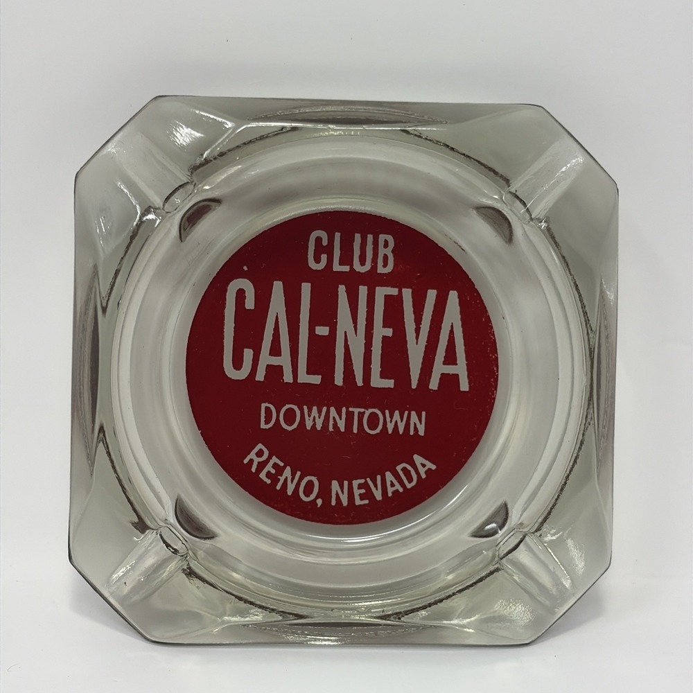 Club Cal-Neva Hotel Casino Lake Tahoe Reno NV 3.5" Square Smoked Glass Ashtray